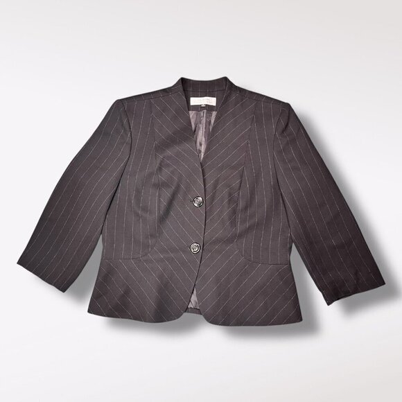 Tahari Arthur S. Levine Pinstripe Blazer Jacket Black Size 18 - Picture 9 of 10